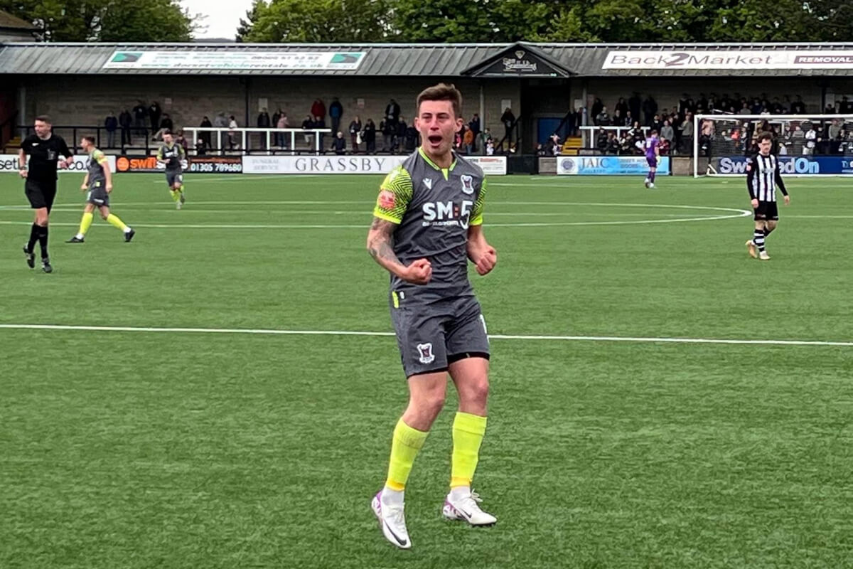 Ethan Taylor_Goal Celebration_Dorchester Town vs AFC Totton_SLPDS-42_Sat27Apr2024.jpg