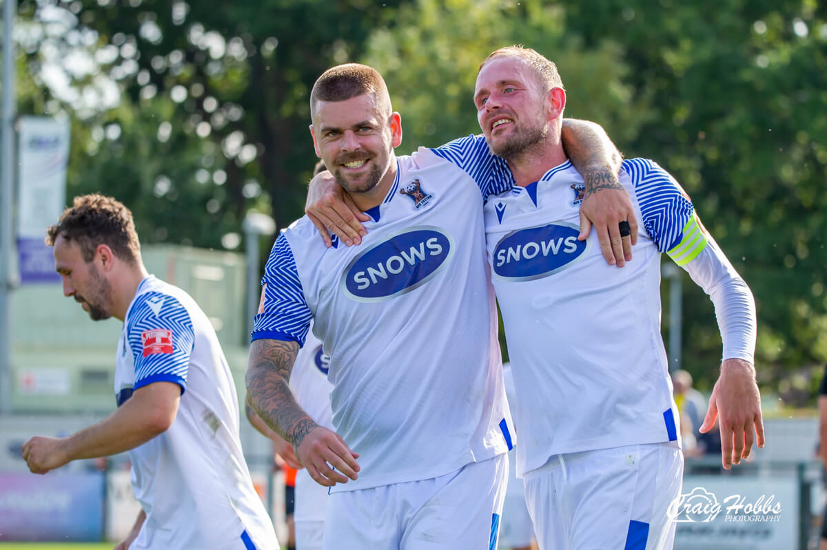 Sam Magri_Scott Rendell-2_Goal Celebration_AFC Totton vs Sholing_FACup1RQ_Sat02Sep2023.jpg