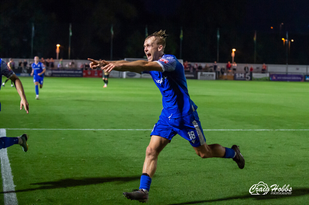 Jake Scrimshaw-3_Goal Celebration_AFC Totton vs Poole Town_SLPDS-3_Wed16Aug2023.jpg