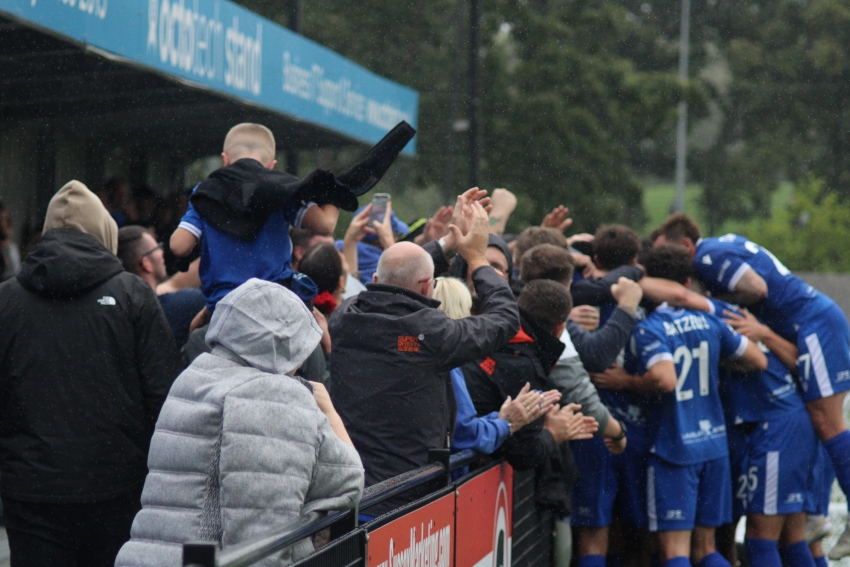Fans celebration away at Horsham.JPG